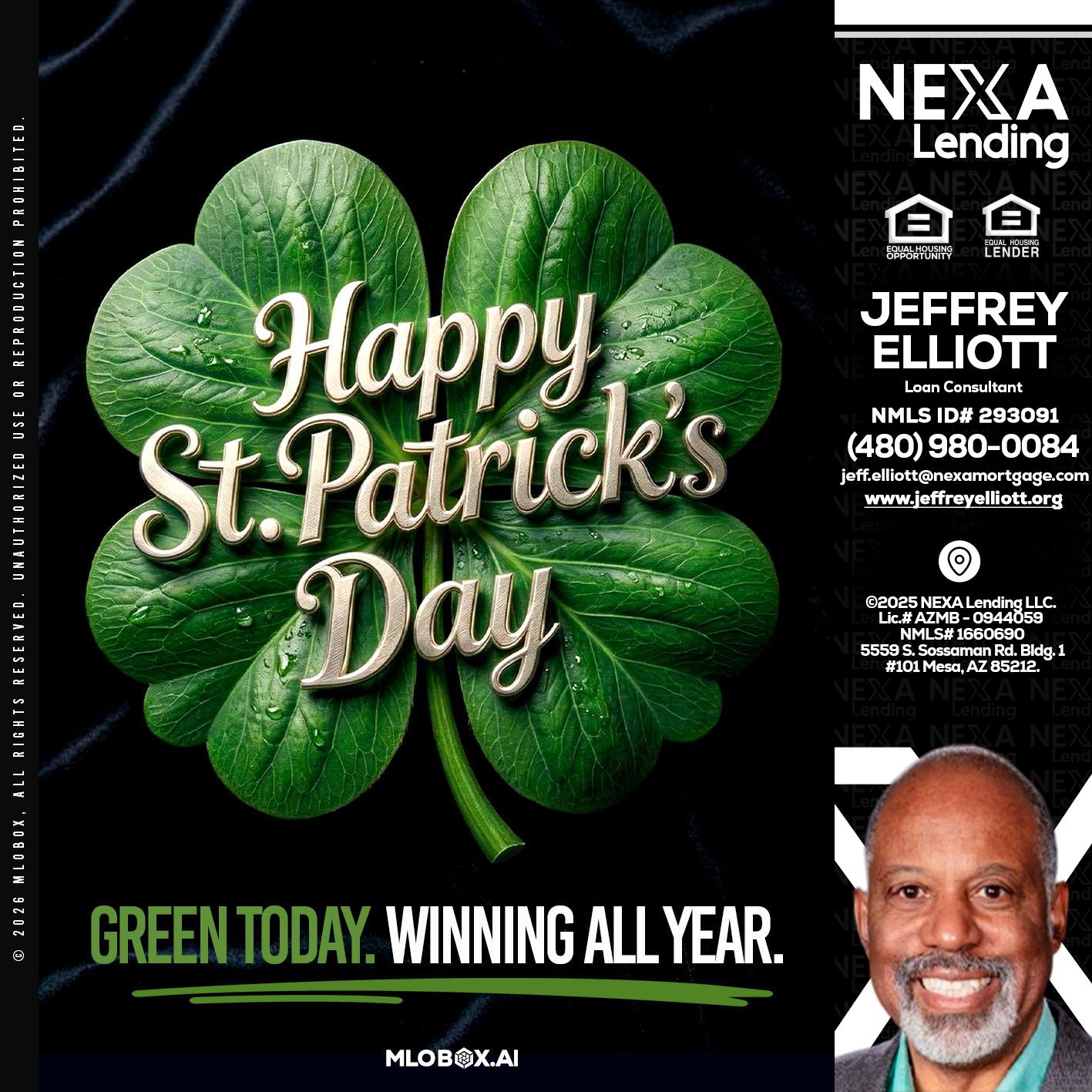 happy st. Patricks day - Jeffrey L. Elliott -Loan Consultant
