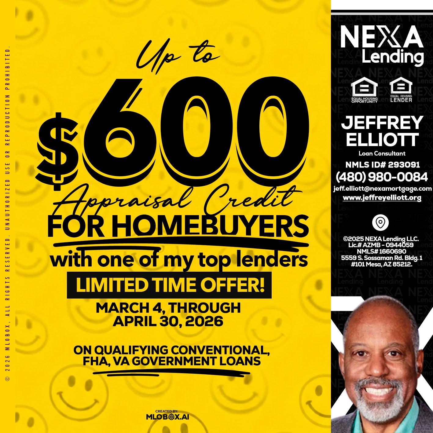 UP TO 600 - Jeffrey L. Elliott -Loan Consultant