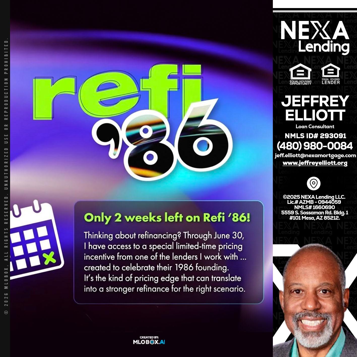 REFI 86 - Jeffrey L. Elliott -Loan Consultant