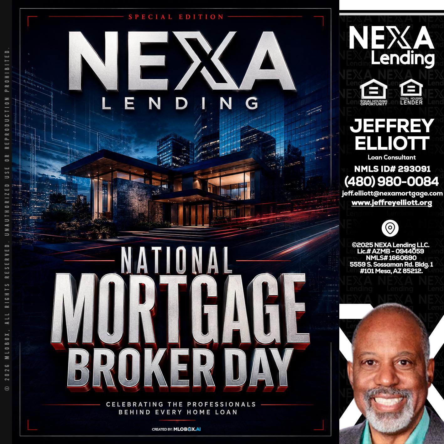 NATIONAL MORTGAGE BROKER DAY - Jeffrey L. Elliott -Loan Consultant