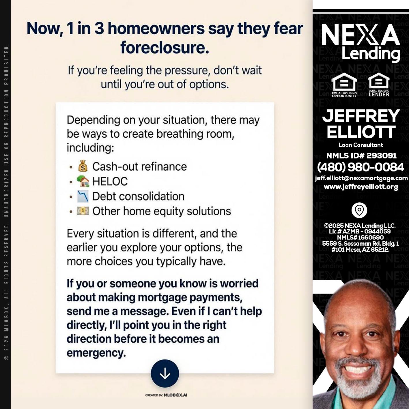 NOW, 1 IN 3 - Jeffrey L. Elliott -Loan Consultant