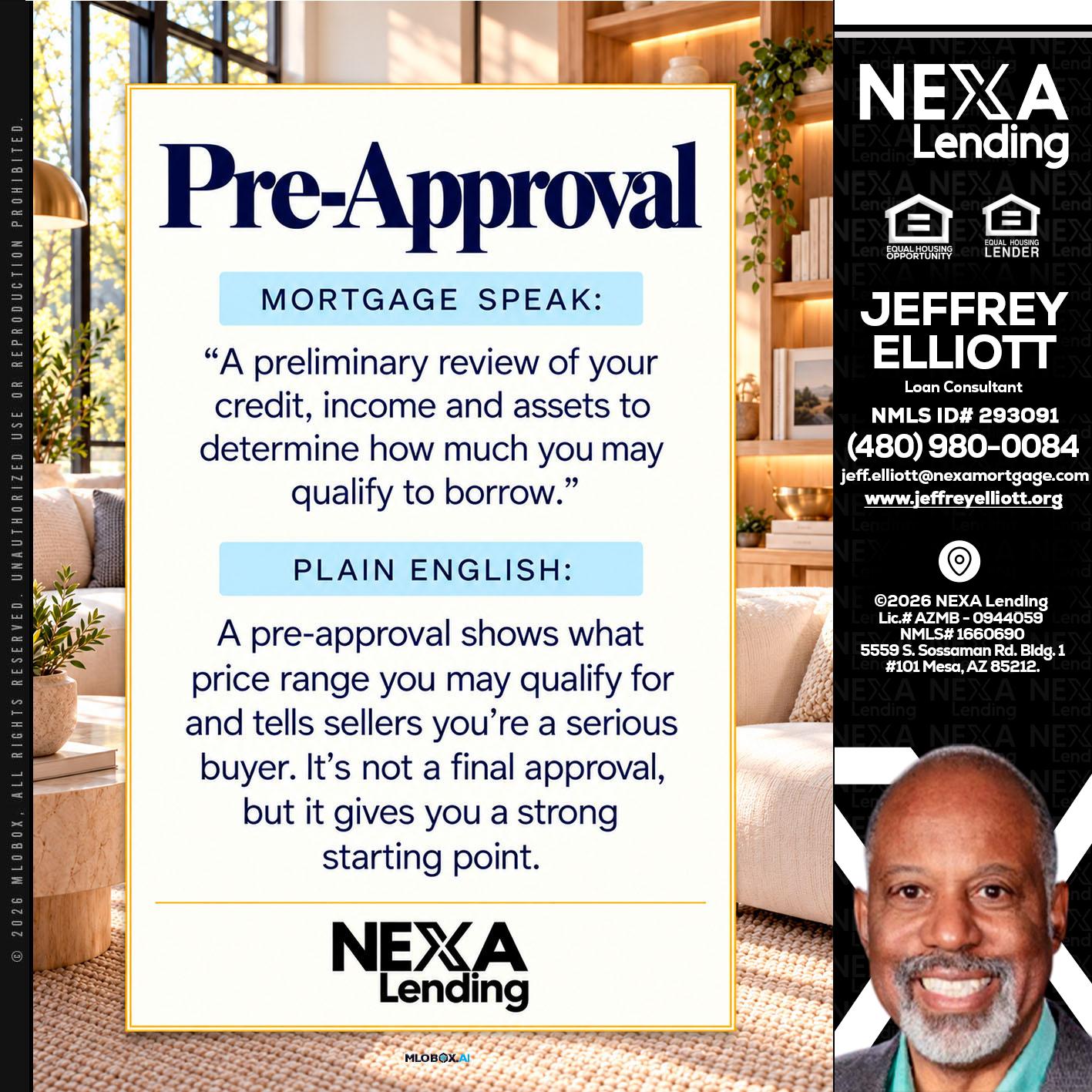 PREAPROVAL - Jeffrey L. Elliott -Loan Consultant